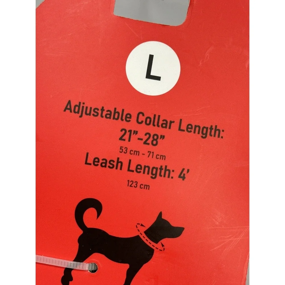 NEW happy holidays pet dog collar & leash size large 21-28 inches‎ leash 4 feet